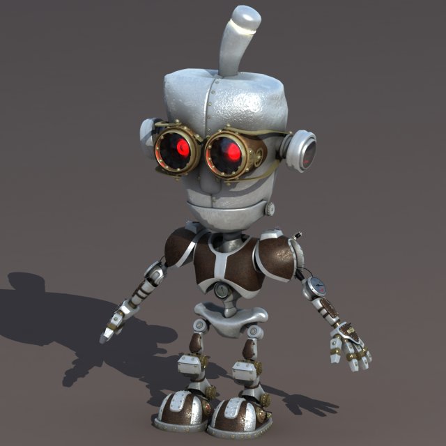cartoon robot riged 3D Model .c4d .max .obj .3ds .fbx .stl .blend 