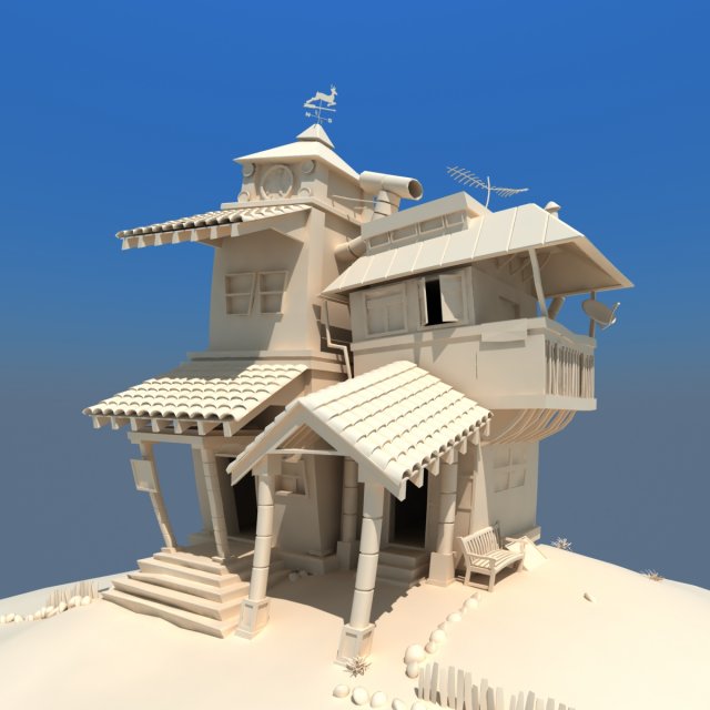 cartoon house 3D Model .c4d .max .obj .3ds .fbx .stl .blend 