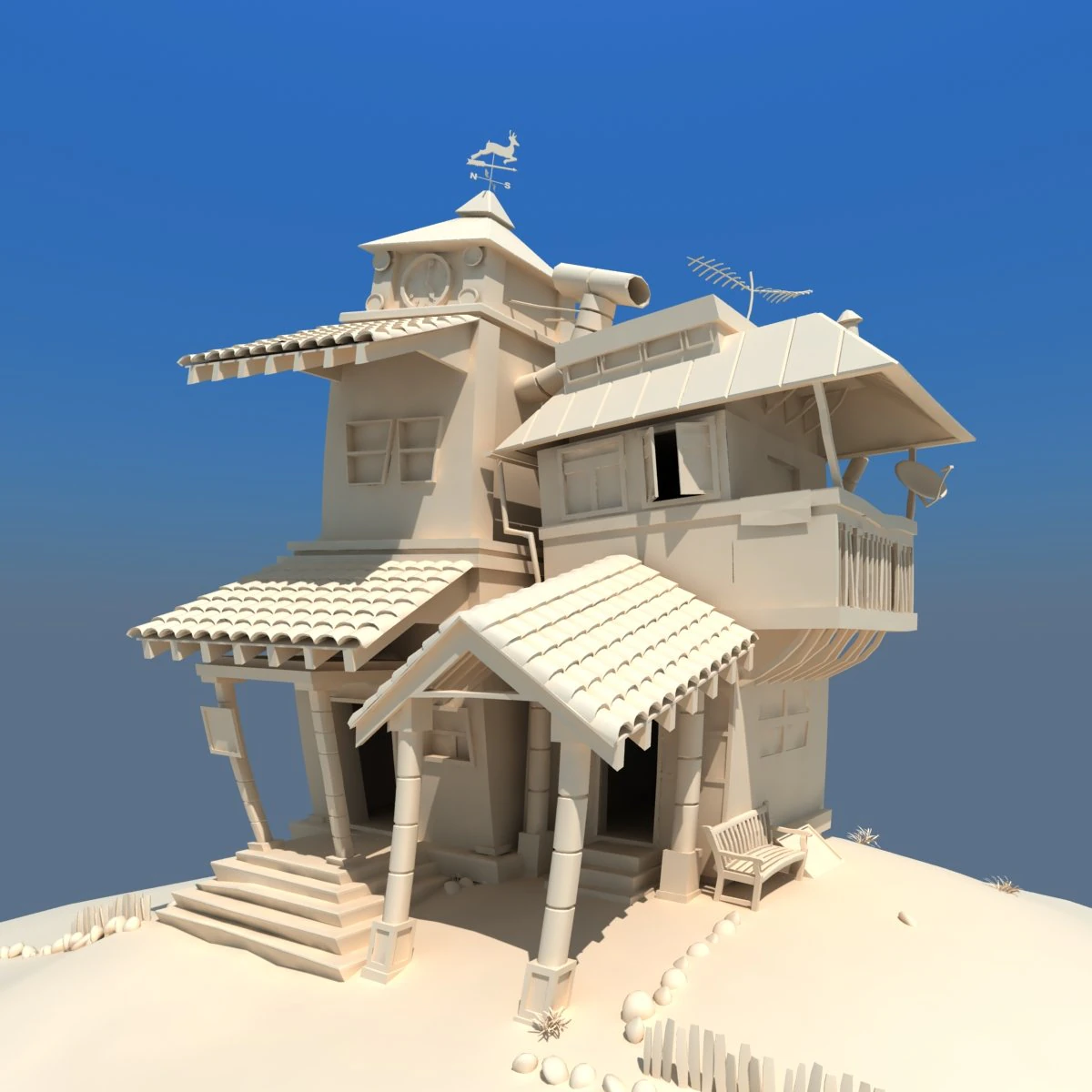 cartoon house 3D Model .c4d .max .obj .3ds .fbx .stl .blend