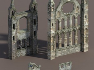 castle ruin pack low poly 3D Model
