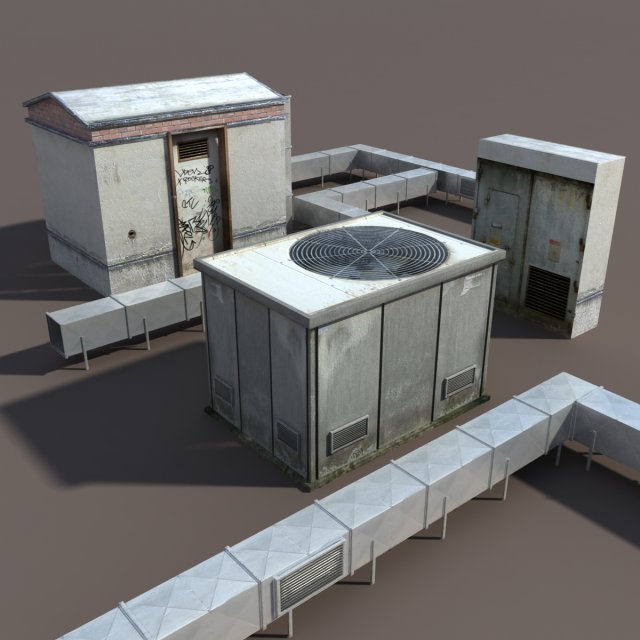 roof elements low poly 3D Model .c4d .max .obj .3ds .fbx .stl .blend 
