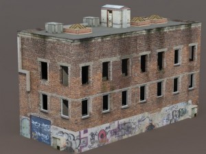 old factory ruin low poly 3D मॉडल