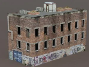 old factory ruin low poly 3D Model