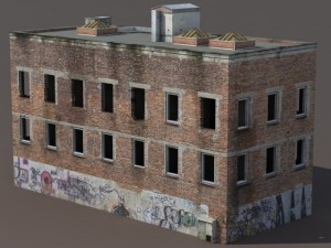 old factory ruin low poly 3D मॉडल
