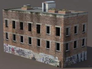 old factory ruin low poly 3D Model