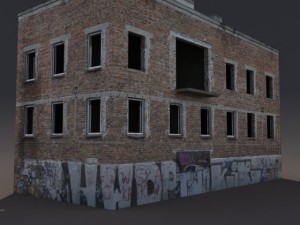 old factory ruin low poly 3D मॉडल