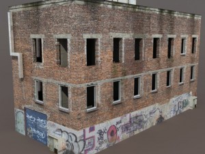 old factory ruin low poly 3D मॉडल