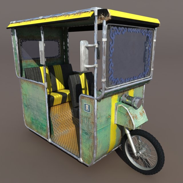 old rickshaw tuk tuk 3D 模型 .c4d .max .obj .3ds .fbx .stl .blend 