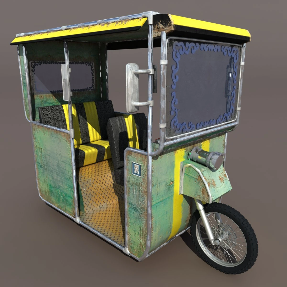 old rickshaw tuk tuk 3D Model .c4d .max .obj .3ds .fbx .stl .blend