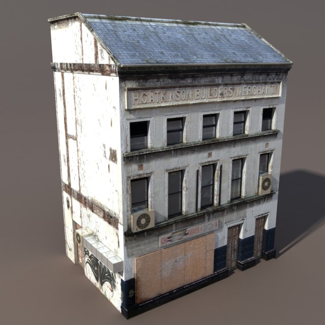 derelict house low poly 3D Model .c4d .max .obj .3ds .fbx .stl .blend 