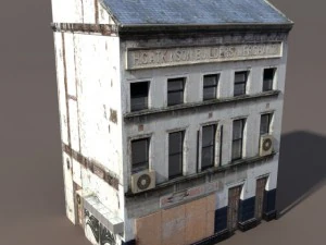 rumah terlantar poli rendah Model 3D