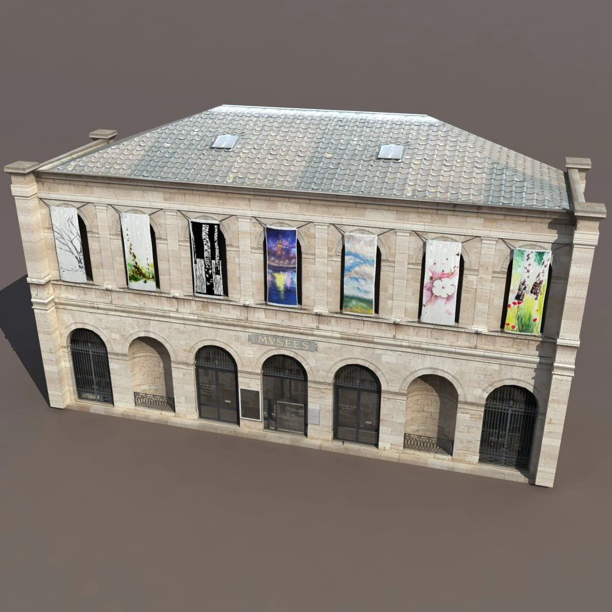 gallery or museum low poly 3D Model .c4d .max .obj .3ds .fbx .stl .blend