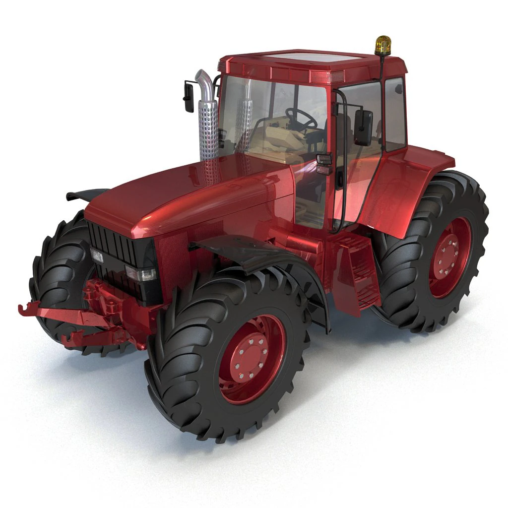 red tractor 3D Model .c4d .max .obj .3ds .fbx .stl .blend 