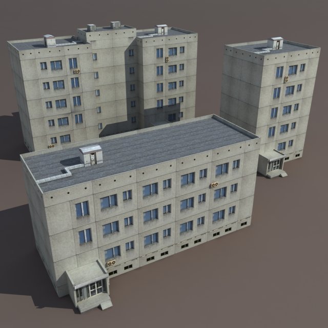 residential buildings pack Model 3D .c4d .max .obj .3ds .fbx .stl .blend 