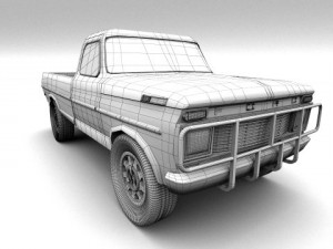 blue pickup 3D-Modell