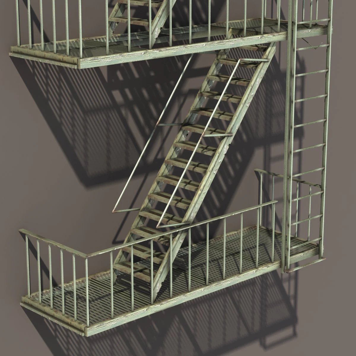 fire escape stairs low poly 3D Model .c4d .max .obj .3ds .fbx .stl .blend 