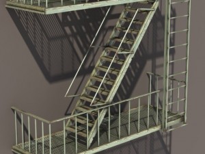 fire escape stairs low poly Modelo 3D