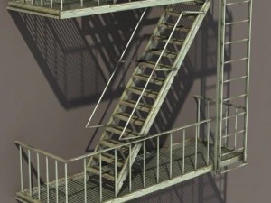 escadas de fuga de inc&ecirc;ndio baixo poli Modelo 3D