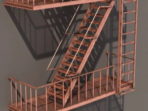 fire escape stairs low poly 3D Model