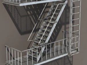fire escape stairs low poly 3D Model