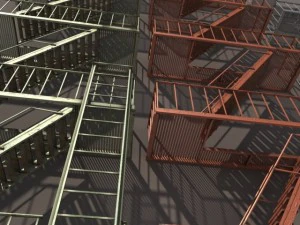 fire escape stairs low poly 3D Model