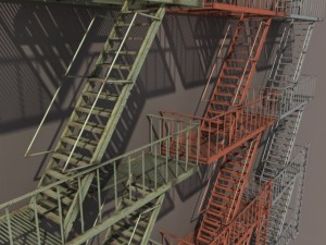 fire escape stairs low poly 3D Модель