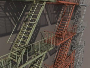 fire escape stairs low poly 3D Model