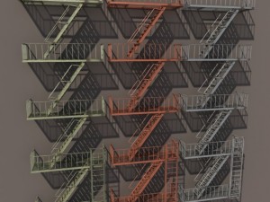 fire escape stairs low poly 3D Модель