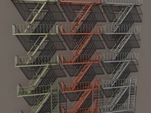 fire escape stairs low poly 3D Model