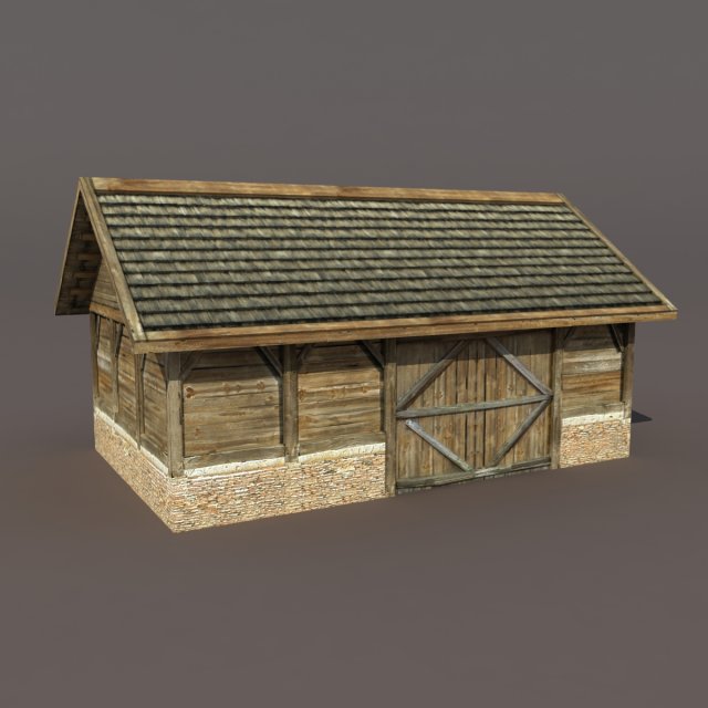 barn low poly 3D 模型 .c4d .max .obj .3ds .fbx .stl .blend 