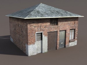 barn low poly Modello 3D