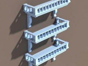 balkony low poly lods 3D Model
