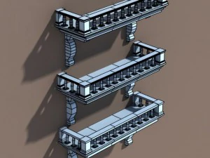 balkony low poly lods 3D Model