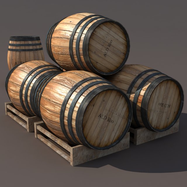 wooden barrel low poly 3D Модель .c4d .max .obj .3ds .fbx .stl .blend 