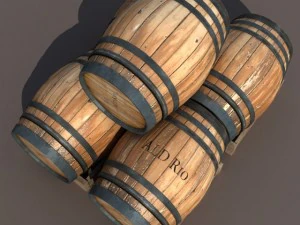 wooden barrel low poly 3D Model