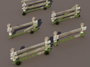 fence wood low poly 3D मॉडल