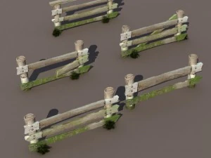 забор дерево низкополигональная 3D Модель