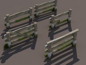 fence wood low poly 3D Model