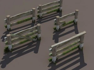 fence wood low poly 3D Model
