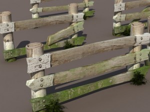 fence wood low poly 3D Model