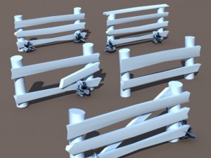 fence wood low poly 3D Model