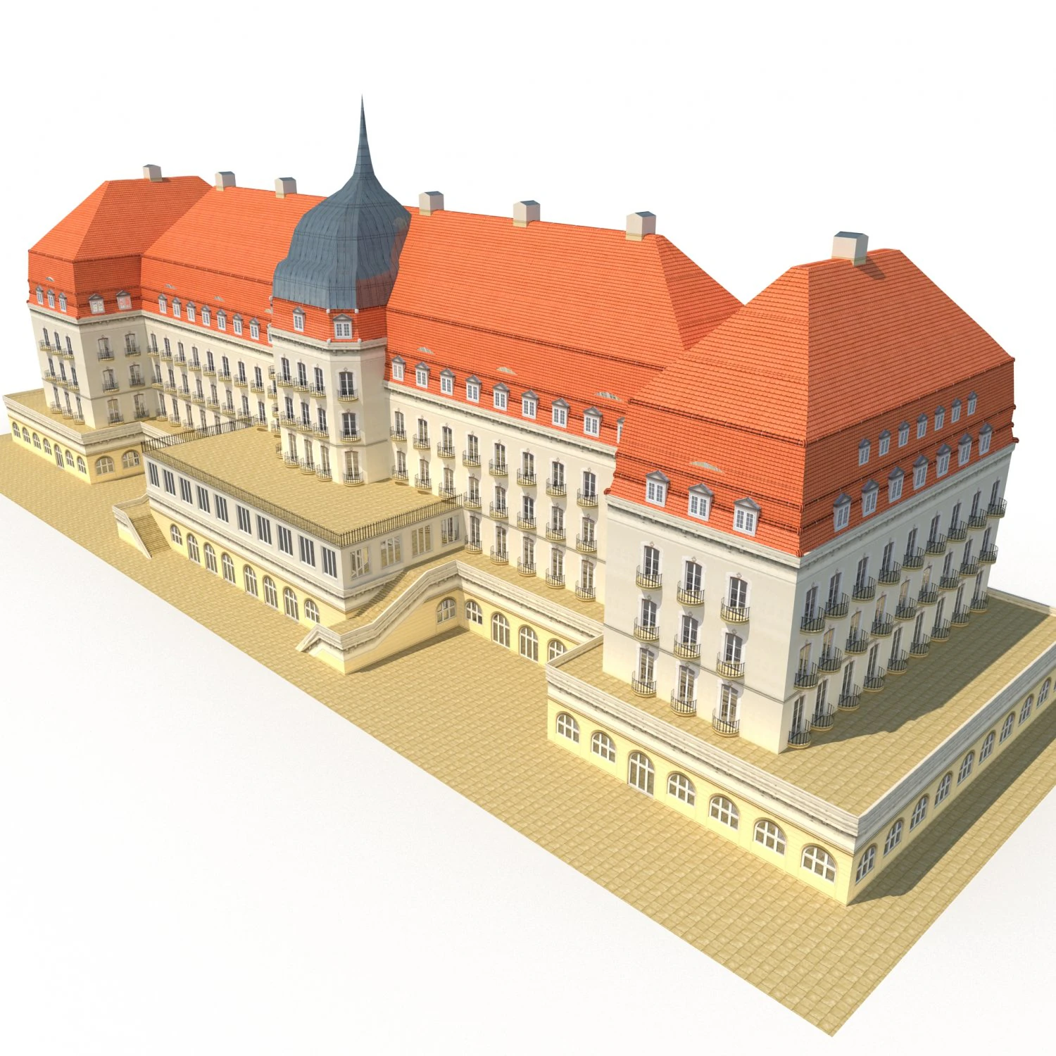hotel low poly 3D Model .c4d .max .obj .3ds .fbx .stl .blend 