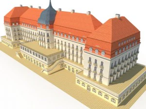 hotel de baja poli Modelo 3D