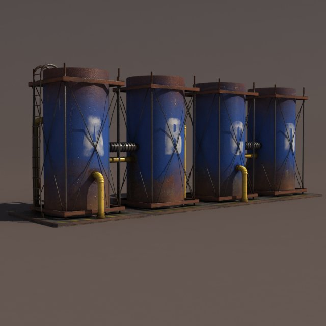 old tanks factory 3D Model .c4d .max .obj .3ds .fbx .stl .blend 