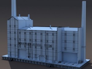 abandoned old factory low poly 3D Modell