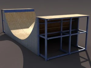 4 skate park element low poly 3D Model