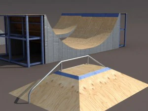4 skate park element low poly 3D Model