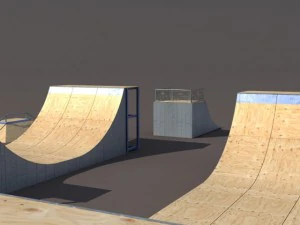 4 skate park element low poly 3D Model
