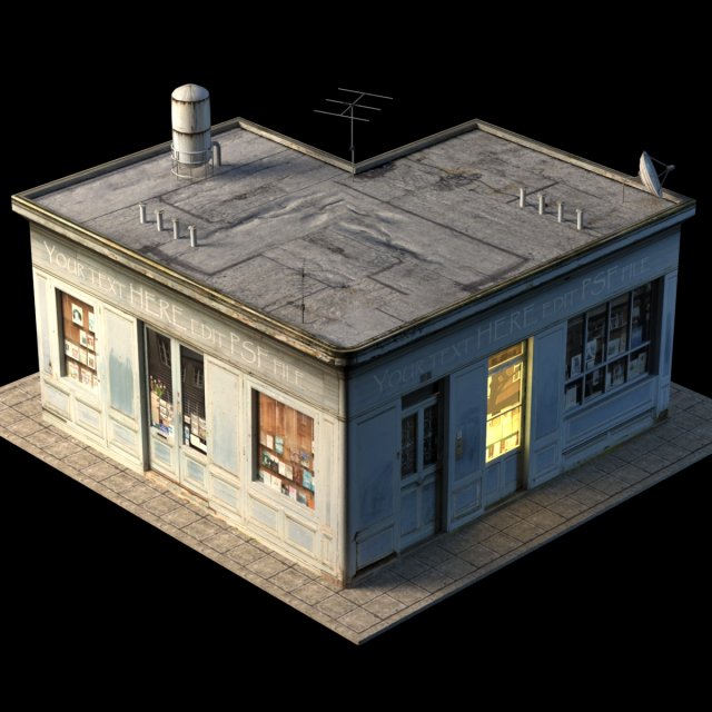 small shop building 3D Модель .c4d .max .obj .3ds .fbx .stl .blend 