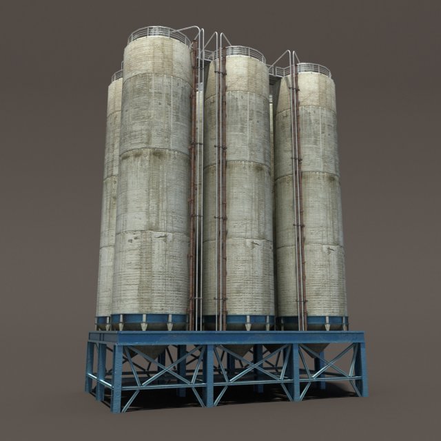 chemical silos low poly 3d moldel 3D Модель .c4d .max .obj .3ds .fbx .stl .blend 